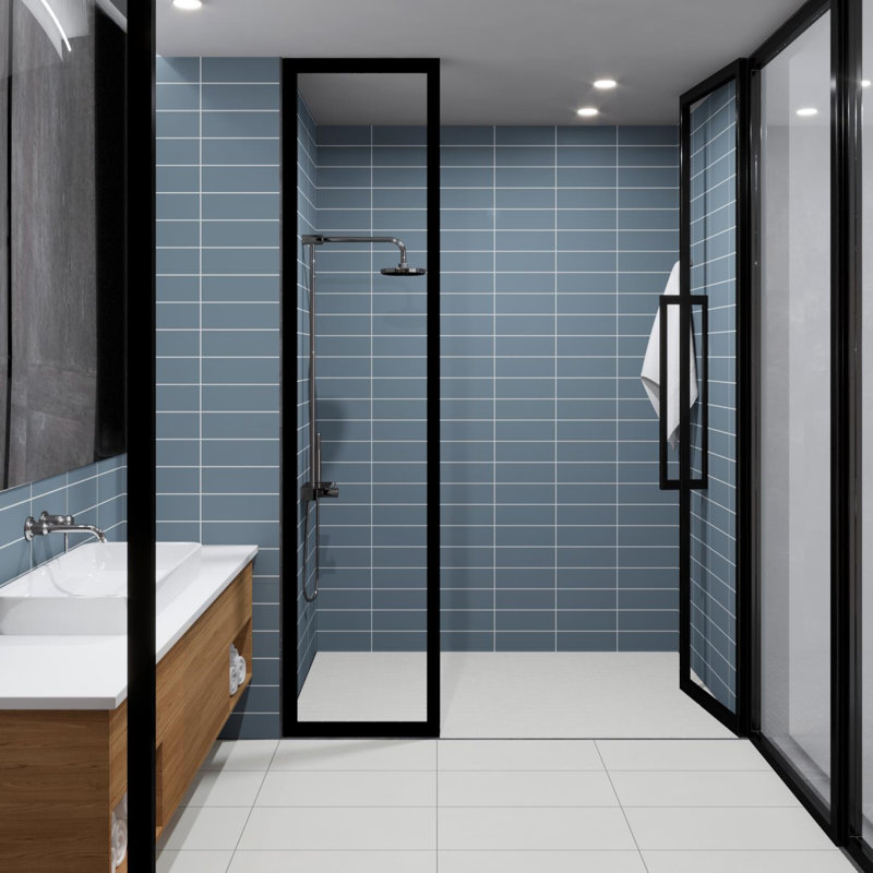Color Beat Satin 4'' W x 12'' L Ceramic Subway Singular Tile, Denim