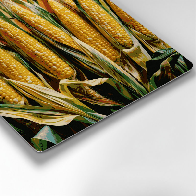 Légumes, maïs doux, jaune brun, art mural en métal, H 16 po x l 16 po