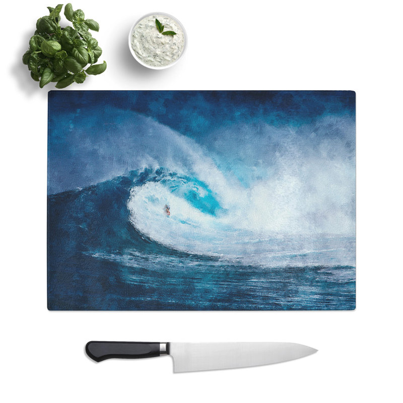 Tempered Glass Surfing the Wave Chopping Board, 28.5 cm x 39 cm