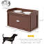 Mangeoire hygiénique pour chien - Bols et armoire surélevés en acier inoxydable, grand rangement brun à 2 tiroirs,