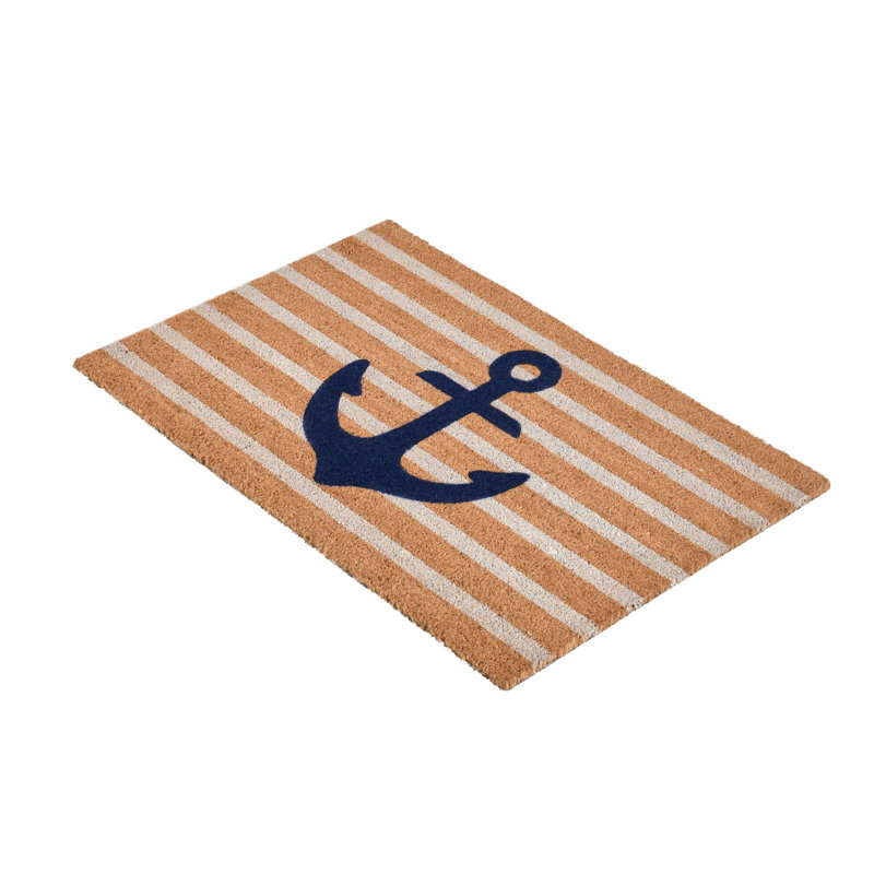 Anchors Away 24"x36" Doormat Choir Front and PVC Backing  Navy and Natural