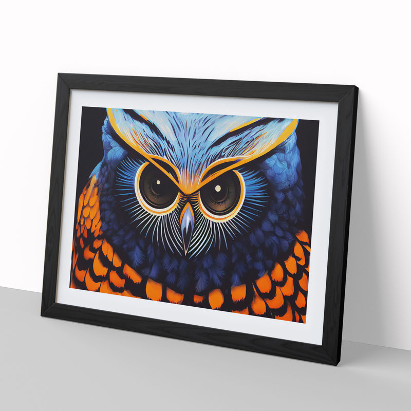Arty Owl - Single Picture Frame Print, Black, 25cm H x 34cm W