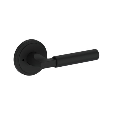 Lake Forest Privacy Lever with Stepped Round Rose in Satin Black