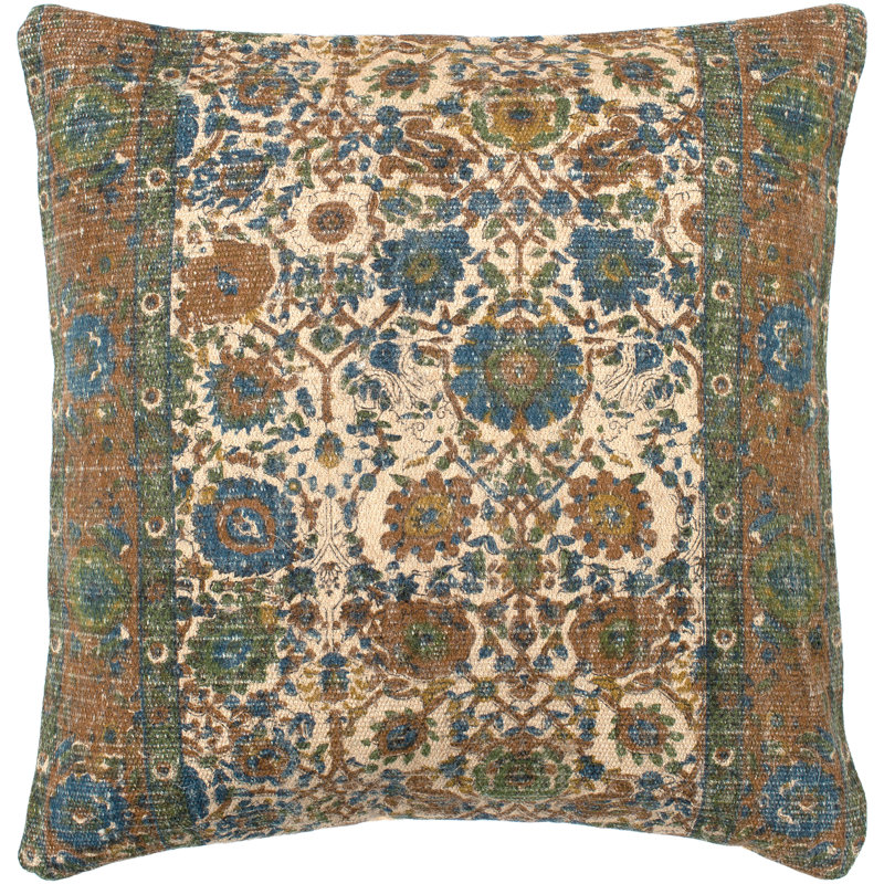 Mersinlik Distressed Floral Throw Pillow Cover, 22" H x 22" W x 0.25" D