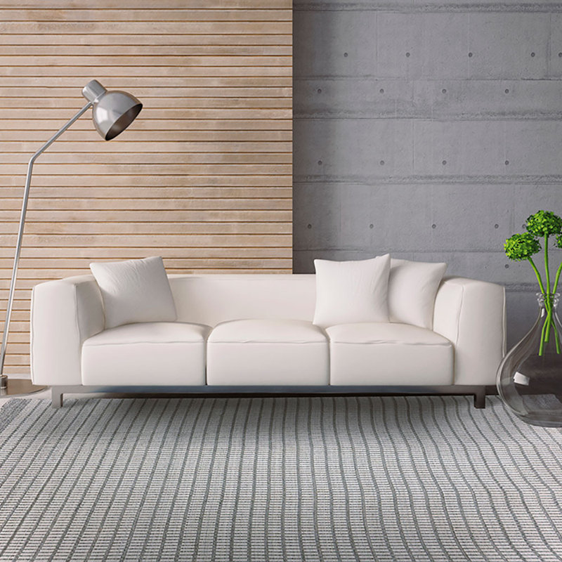 Meraki 02 Hand Loomed Geometric Area Rug in Graphite Stone, Rectangle 9' x 12'
