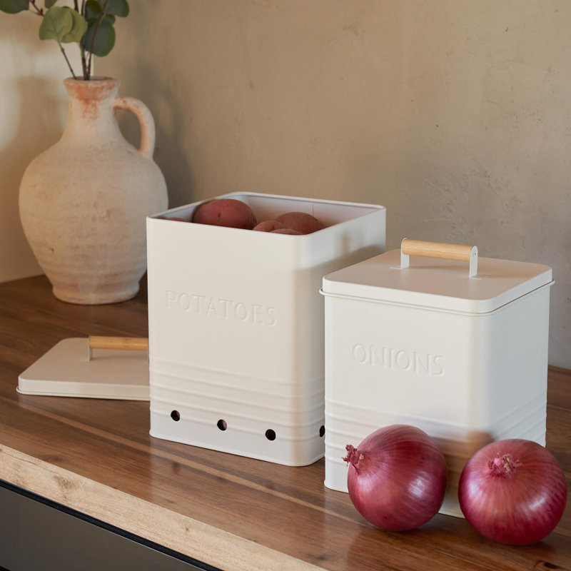 Ensemble de contenants pour pommes de terre et oignons, contenants spacieux de taille parfaite pour votre comptoir de cuisine ou garde-manger, crème