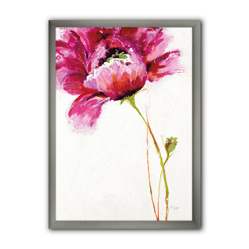 Cadre photo « big red fleurs », reproduction sur toile, H 40 po x l 30 po x P 1,5 po, Cadre argenté