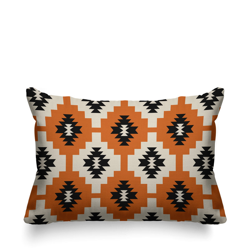 Coussin intérieur / extérieur Hinto Southwestern, Orange, 15 po x 15 po, Carré