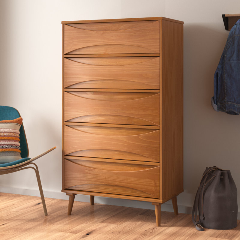 Commode 5 tiroirs Emrick, Caramel