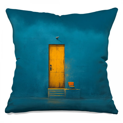 Coussin décoratif jaune, architecture double face