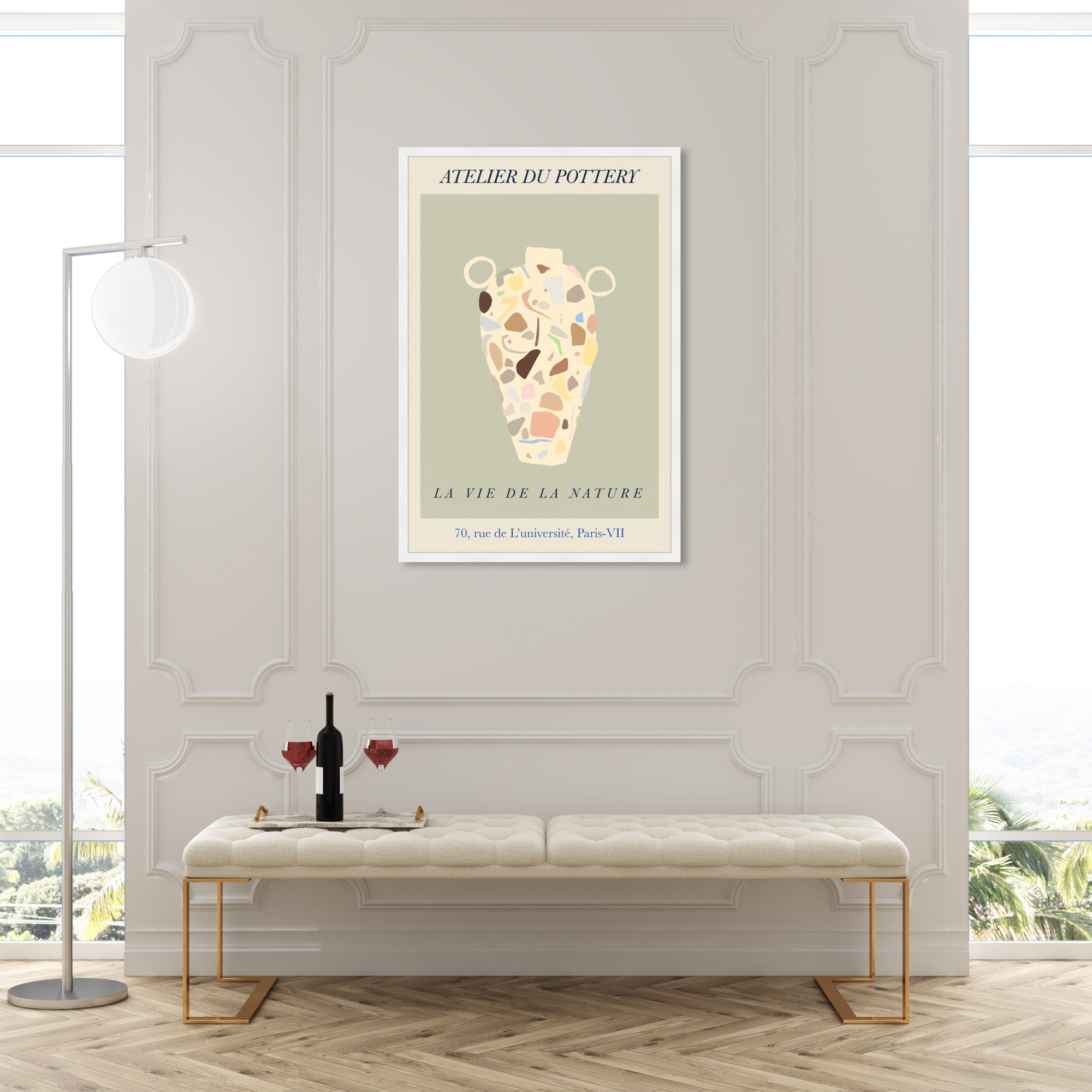 French Terrazzo Vase by Oliver Gal, White, 47" H x 32" W