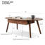 Table de qualité - ovale, bois de chêne, pratique des tiroirs, bureau à 2 tiroirs en bois à utilisation polyvalente, finition naturelle, espace de boisson décontracté