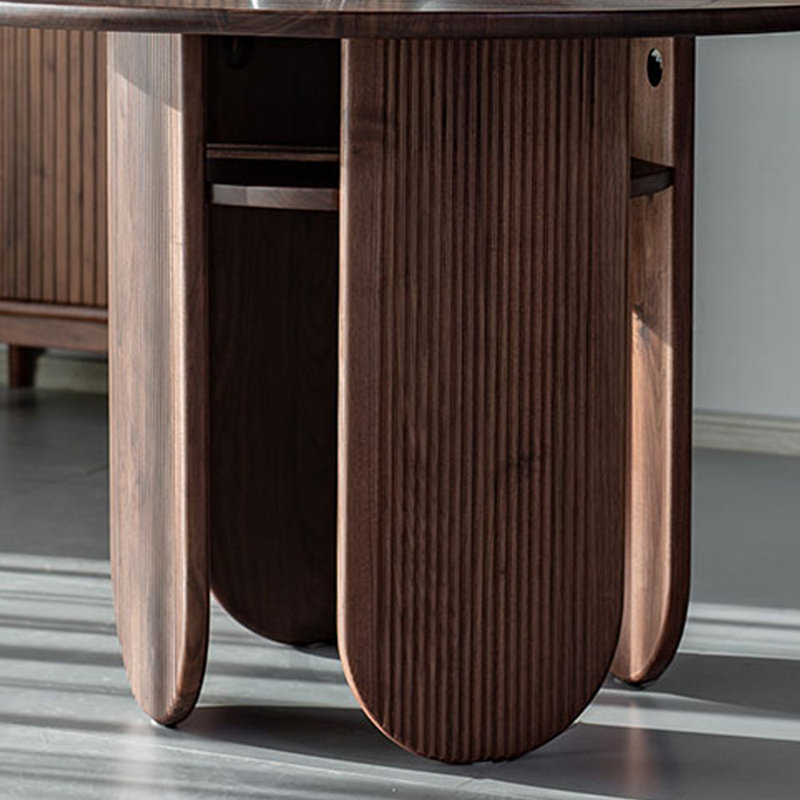 Practical Storable Solid Wood Round Table, Dark Brown, 29.52"H x 43.3"L x 43.3"W