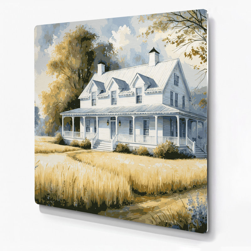 Art mural en métal blanc ferme Farmhouse, H 8 po x l 8 po