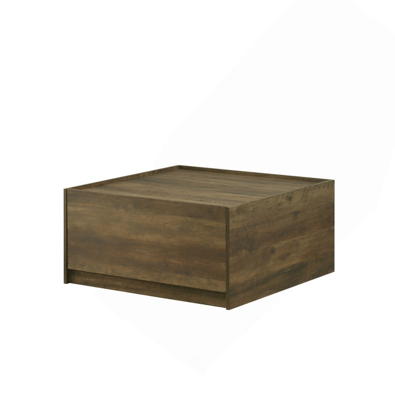 Table basse carrée 31,5 "à finition chêne avec 2 tiroirs