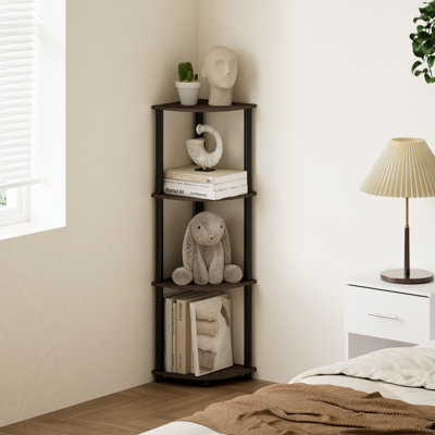 4-Tier 43.5" Corner Bookshelf, Open Shelves for Display and Storage