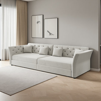 Canapé-lit escamotable surdimensionné de 100 po, canapé-lit convertible avec motif capitonné en tissu fait à la main, lit-causeuse en velours multifonctionnel pour le salon, la chambre à coucher, un appartement