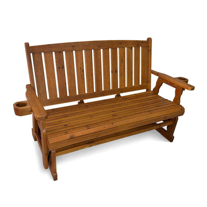 Fauteuil coulissant en bois avec dossier haut et siège profond, bois de sapin massif, Brun