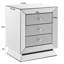 Armoire chic à trois tiroirs avec décoration en verre diamant étincelant - et verre, finition argentée, pour chambre à coucher, salon, miroir de luxe couloir pour bureau 22 po x 16,5 po x 26,4 po et poignées en cristal