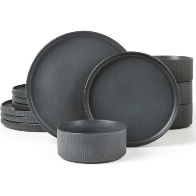 12 Piece Stoneware Dinnerware Set - Service for 4