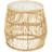 Rattan Handmade Wavy Woven Side End Brown Accent Table with Glass Top