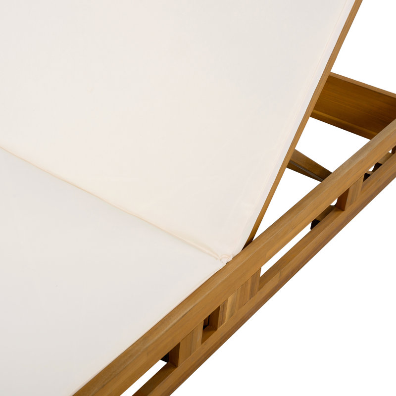 Chaise longue de patio réglable en bois d'acacia avec coussin Hofstetter