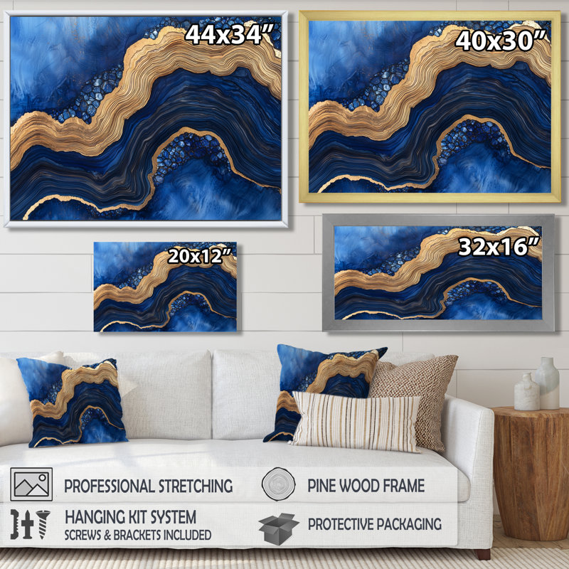 Crystal Mysteries Of Aqua Wood Slice II - Cristaux, art mural, Reproduction encadrée d'une seule photo, H 30 po x l 40 po