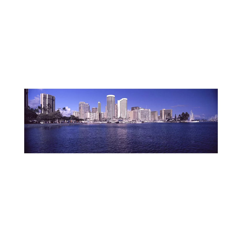 Skyscrapers At The Waterfront, Honolulu, Hawaii, USA by Panoramic Images - Wrapped Canvas Panoramic Print