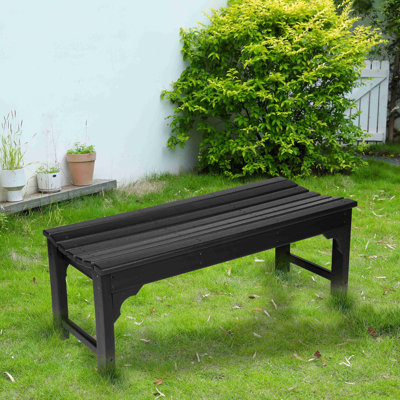 Banc Adirondack en PEHD sans dossier avec texture en bois, siège en poly pour terrasse, jardin, balcon, résistant aux intempéries avec protection contre les rayons UV
