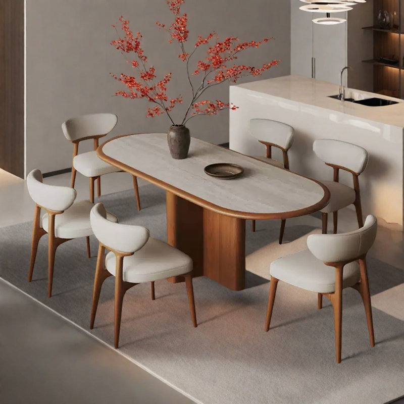 Ensemble de table de salle à manger encastré en bois massif, H 29,52 po x L 62,99 po x l 31,49 po