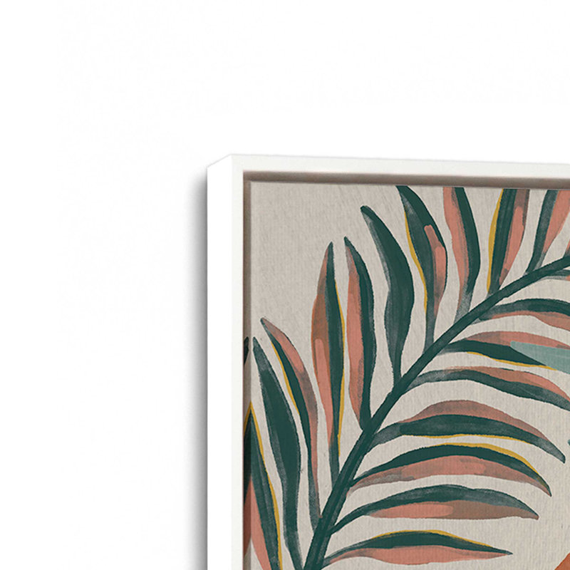 Ensemble de 2 feuilles tropicales, Cadre flottant blanc opaque, H 13 po x l 26 po