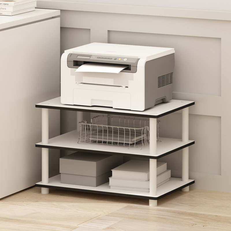 Tablette de rangement multifonctionnelle à 3 niveaux sans support Ebern Designs Ballwin, blanc avec tube blanc