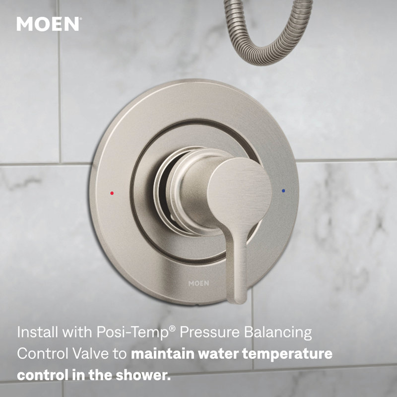 Robinet de baignoire et douche avec pomme de douche à main Beric, valve incluse, Nickel brossé