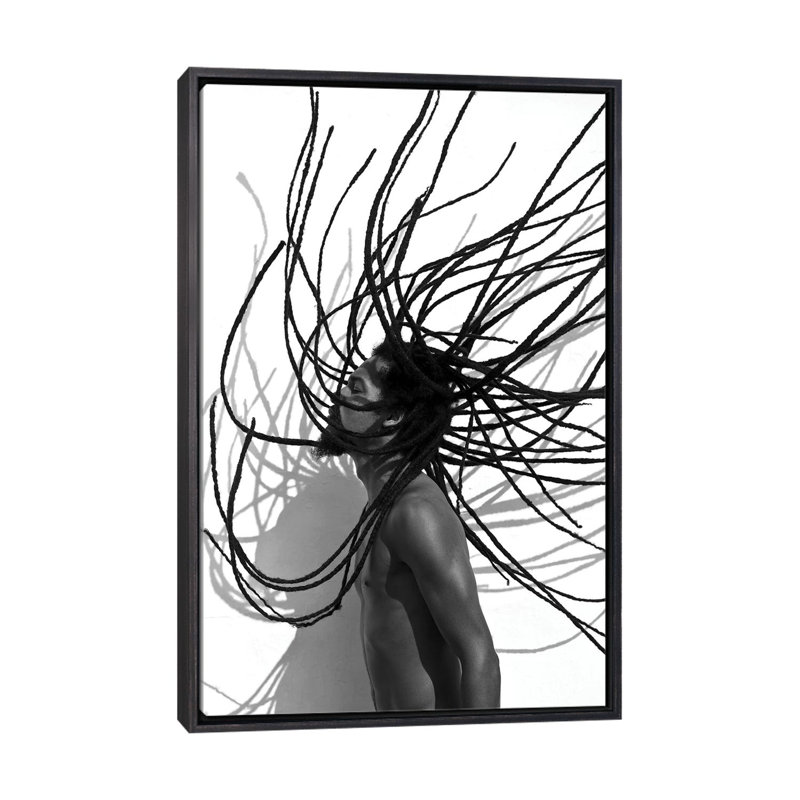"Locs" par Gregory Prescott, impression, Pas de tapis, H 40 po x l 26 po x P 1,5 po, Toile avec cadre noir patiné