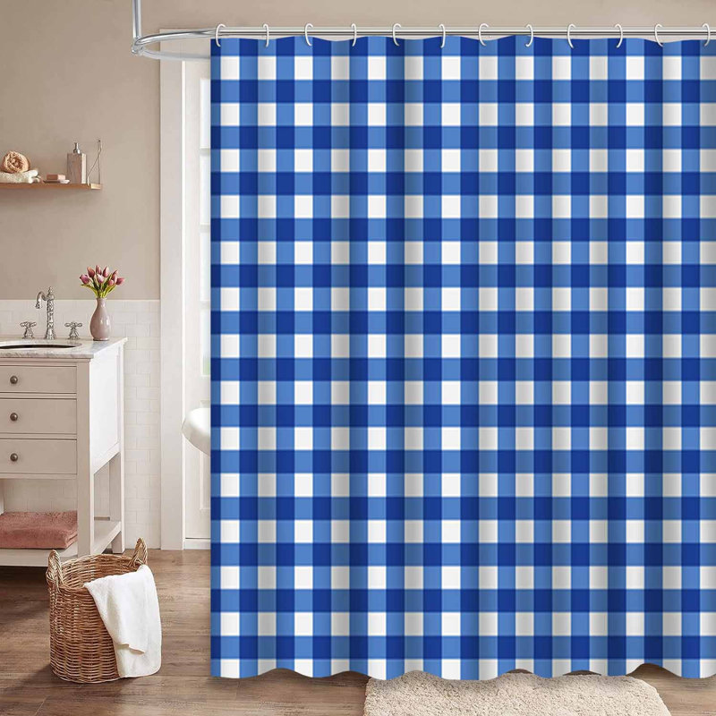 Rideau de douche bleu imperméable, rideaux de douche pour la salle de bain avec 12 crochets, L 72 po x l 72 po