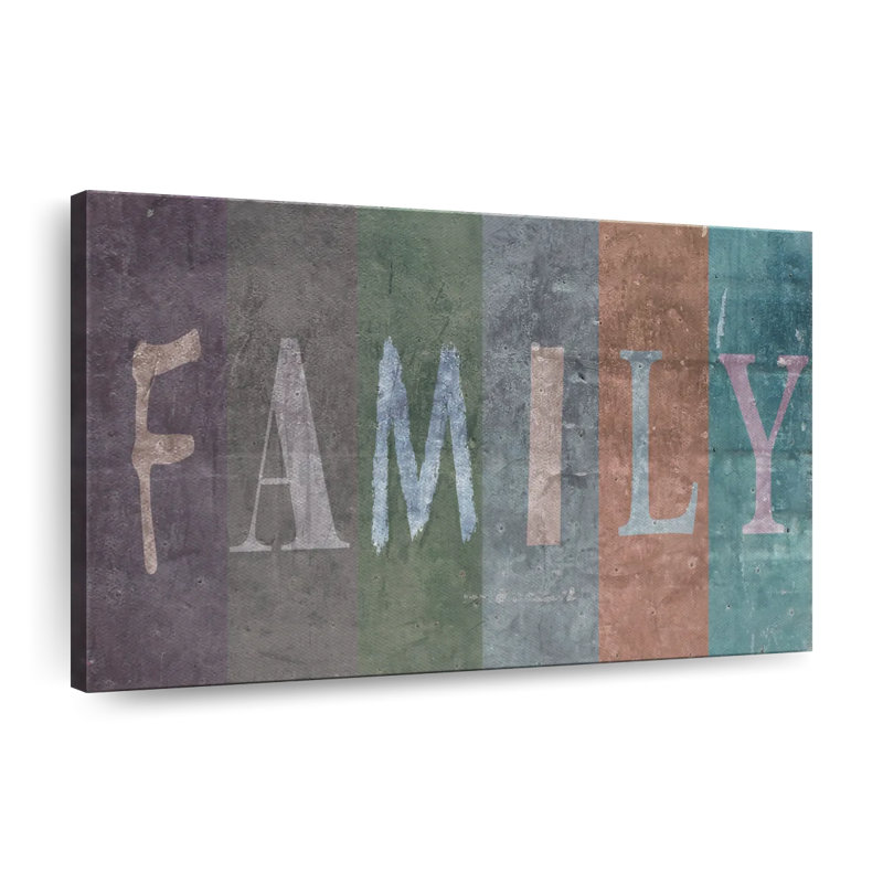 «Family And Home Typographie», impression sur toile, H 8 po x l 12 po x P 1 po