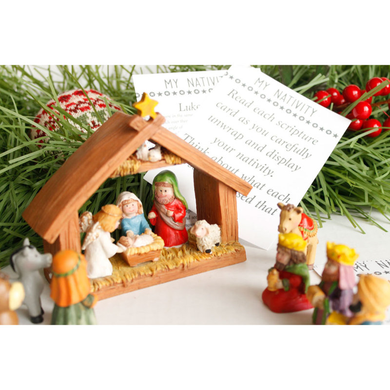 Handpainted Colorful Resin Tabletop Nativity Set