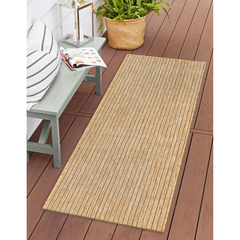 Tapis intérieur / extérieur sable Saldanha, Tapis de couloir 1 pi 11 po x 4 pi 11 po