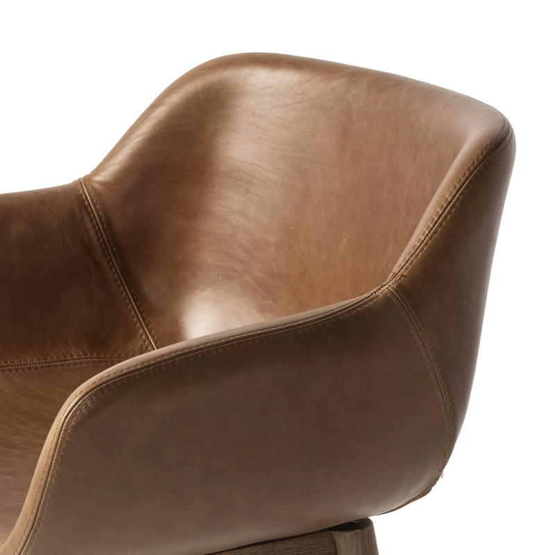 Hannah Swivel Stool, Amber Ash, Sonoma Chestnut/Genuine Leather, Counter Stool (26.5" Seat Height)