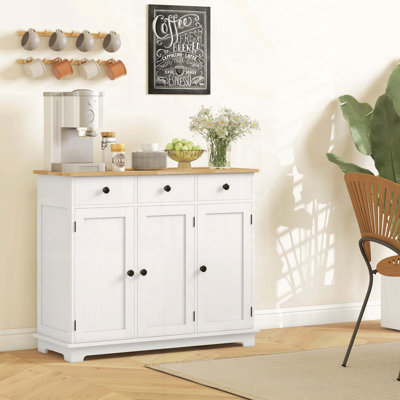 Distressed White Sideboard Cabinet