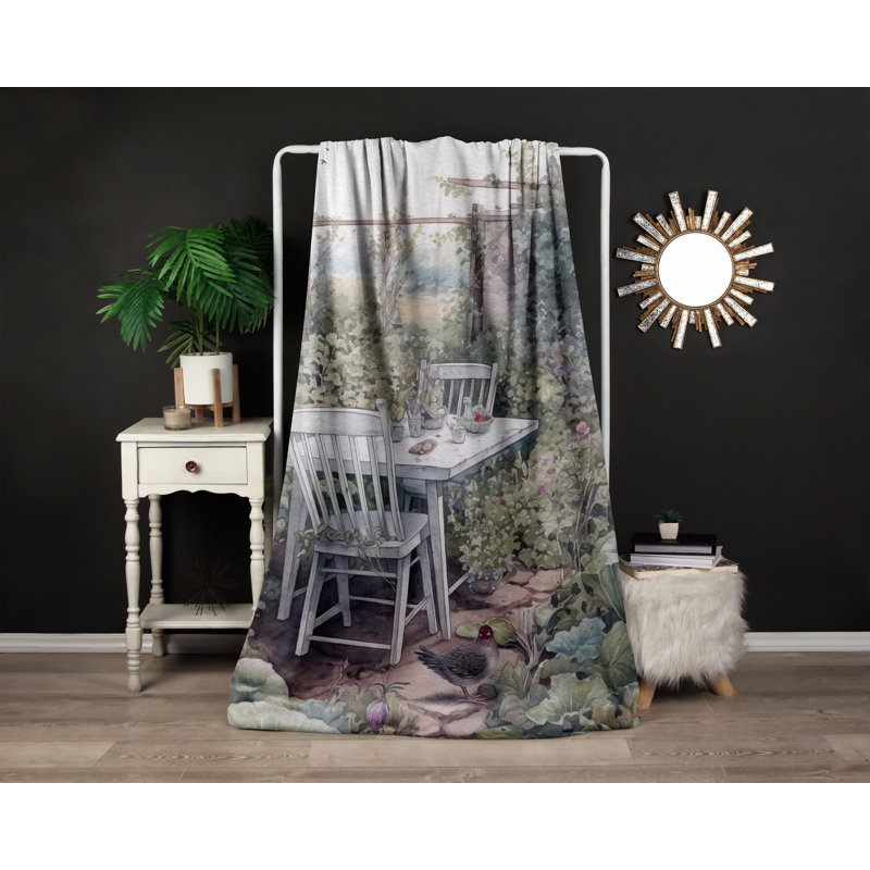 Throw Blanket, 51" W x 60" L, Abstract, Green/Gray