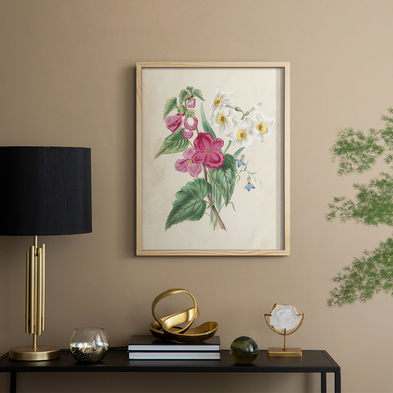 Antique Garden Bouquet IV, reproduction encadrée - bois massif, H 21 po x l 17 po