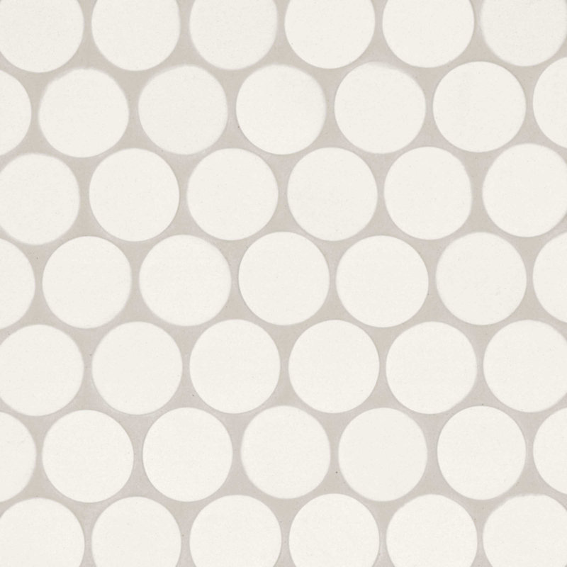 Makoto 2" x 2" Porcelain Penny Round Tile, Shoji White