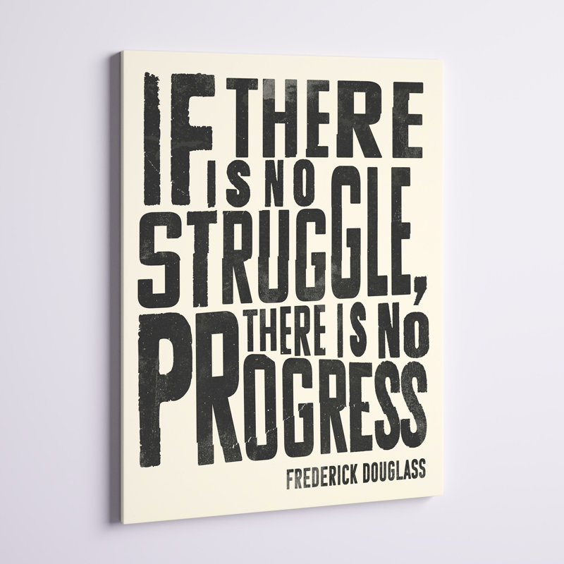 Citation de Frederick Douglass I, H 48 po x l 32 po x P 1,25 po, Imprimé à cadre argenté, Blanc