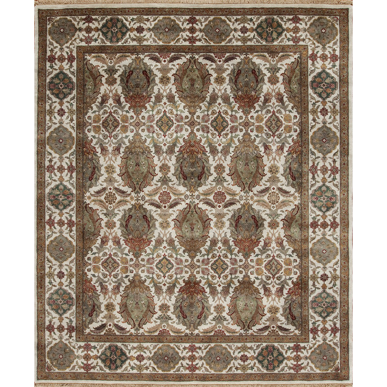 Silver Screen Hand Knotted Wool Area Rug in Ivory