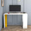 Bureau d'étude moderne avec capacité de fixation murale, blanc et jaune, 47,2 po x 29,7 po x 23,6 po | 100% panneau de particules enduit de mélamine, épaisseur: 0,7 pouce | Nombreuses tablettes pour l'organisation, parfaites pour le bureau personnel et le bureau-436395843