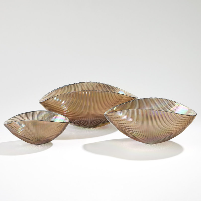 Pleated Bowl-Sandy, 5" H x 11.5" W x 7.5" D