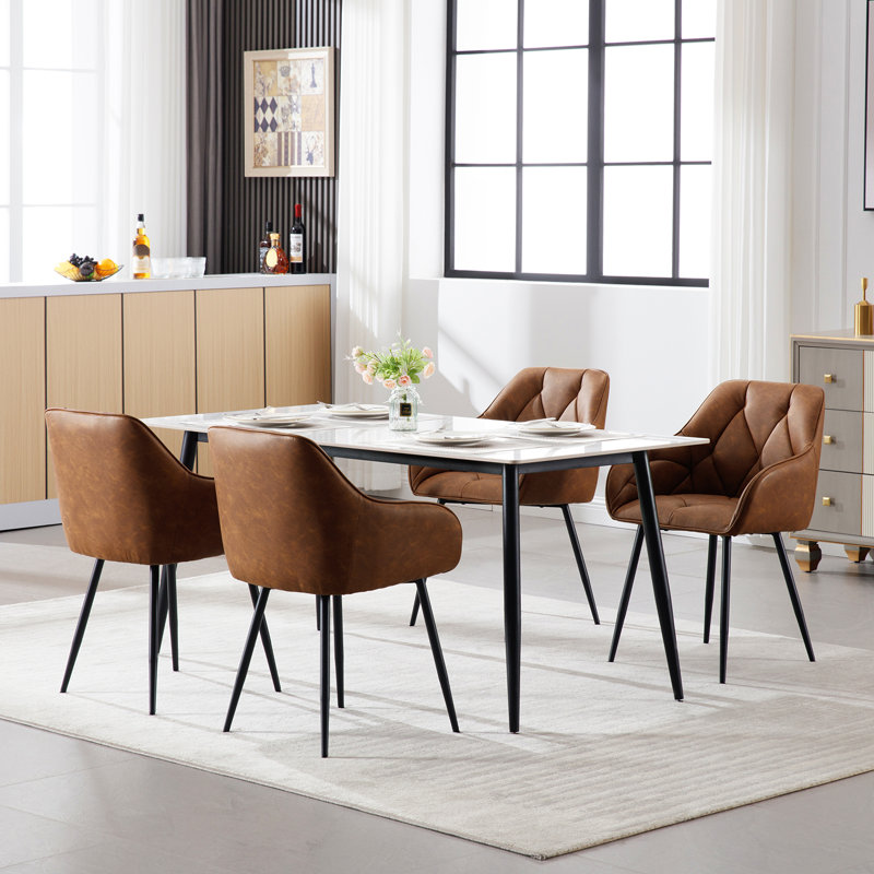 Rigney 50.5cm H Upholstered Metal Side Chair, Brown, 2