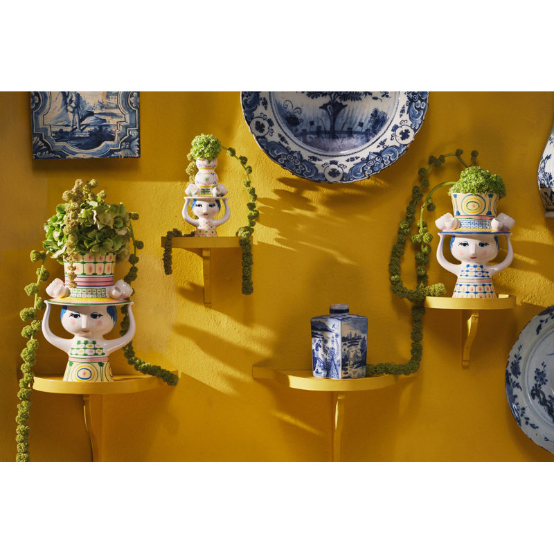 With Hat Vase H 8.1" Blue