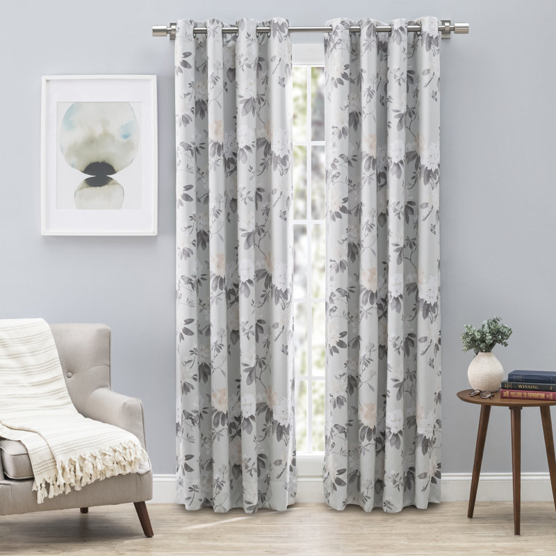 Bicester Elegant Blackout Floral Panel w/ Grommet, Seafoam, 52" W x 84" L